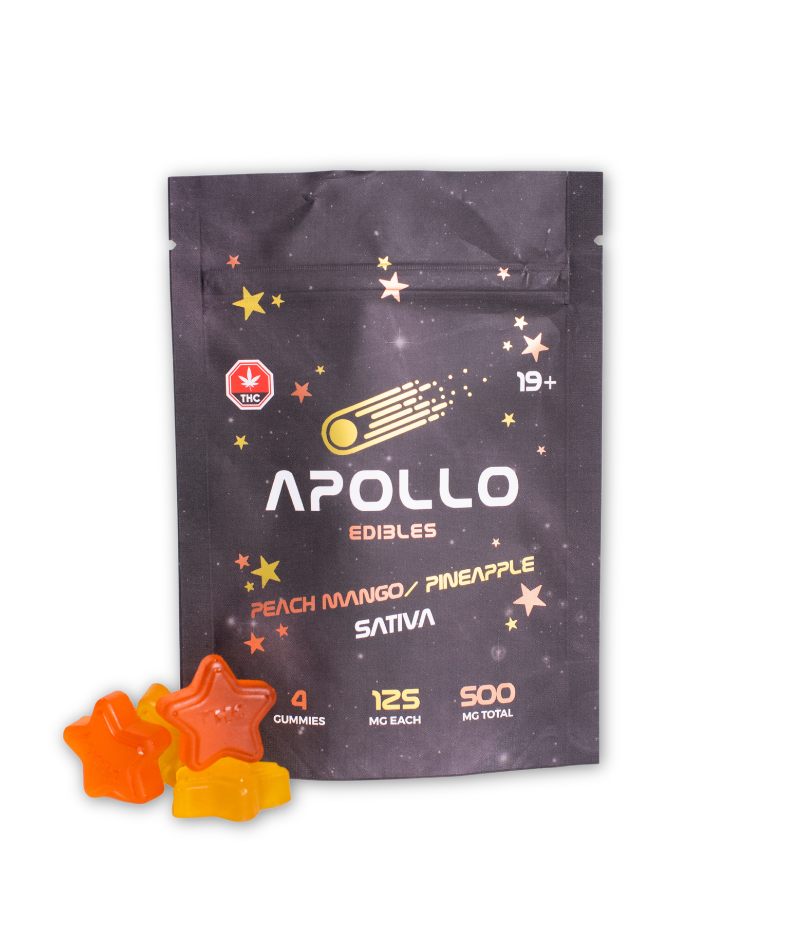Buy Apollo Edibles - Peach Mango/Pineapple Shooting Stars 500mg THC Sativa at Wccannabis Online Shop