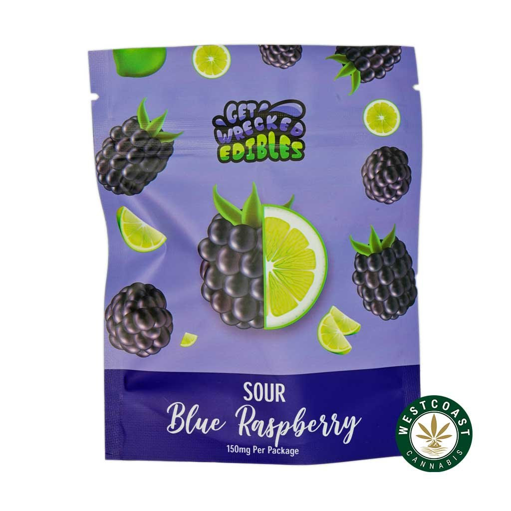 Buy Get Wrecked Edibles - Sour Blue Raspberry 300mg THC at Wccannabis Online Shop