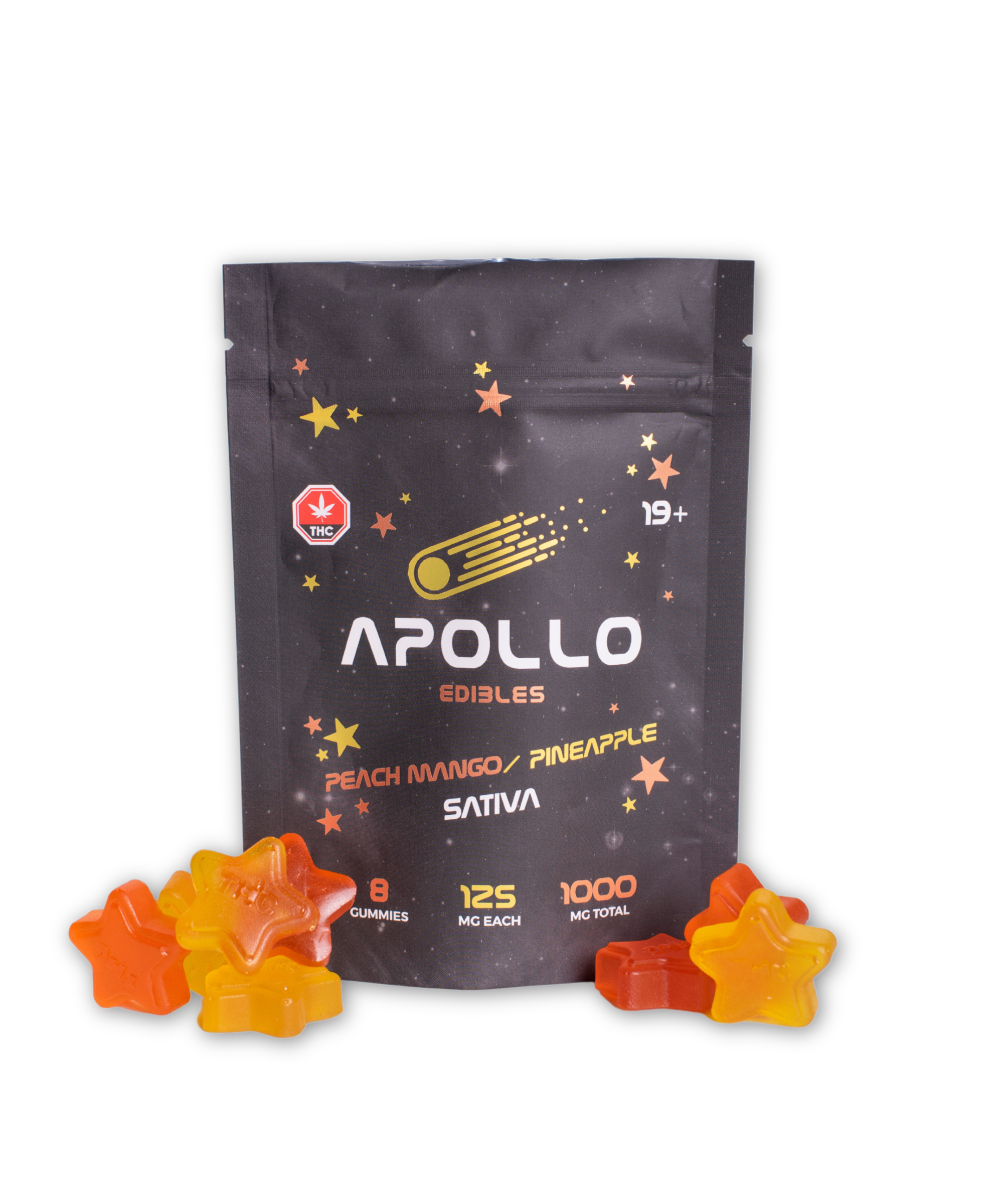 Buy Apollo Edibles - Peach Mango/Pineapple Shooting Stars 1000mg THC Sativa at Wccannabis Online Shop