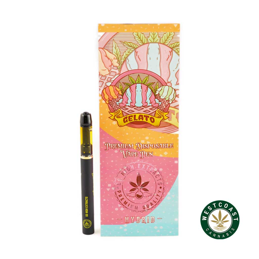 So High Extracts Disposable Pen - Gelato 1ML (Hybrid) at Wccannabis Online Store