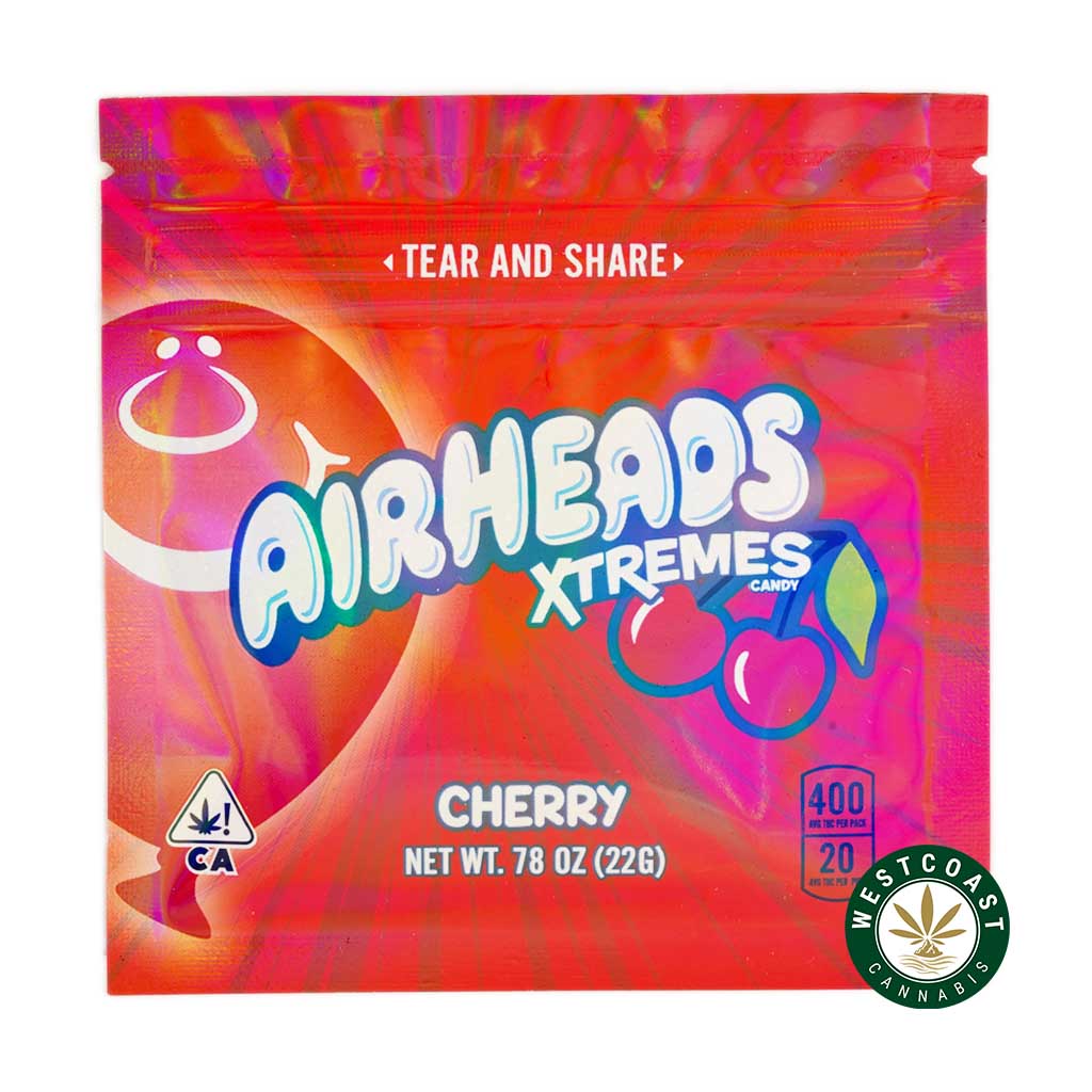Airheads Extremes Cherry 400mg THC weed candy edibles from wccannabis online dispensary Canada. edibles. medibles. weed brownies. edibles weed.