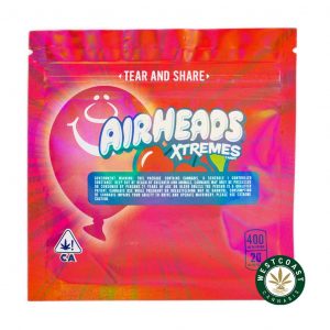 Airheads Extremes Cherry 400mg THC weed candy edibles from wccannabis online dispensary Canada. edibles. medibles. weed brownies. edibles weed.