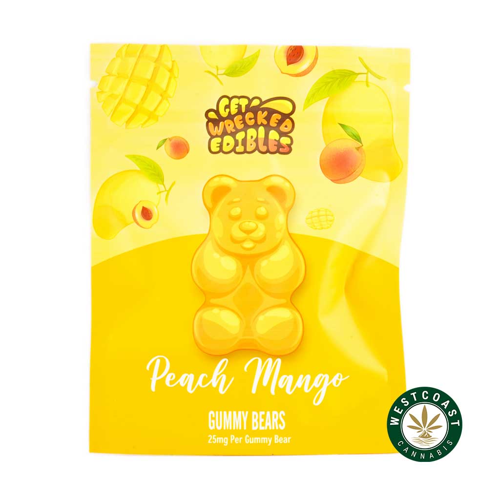 Buy Get Wrecked Edibles - Peach Mango Gummy Bears 150mg THC at Wccannabis Online Shop