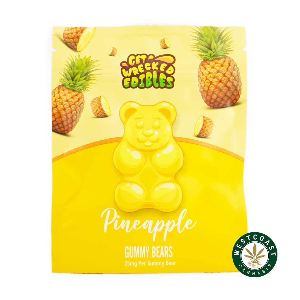 Buy Get Wrecked Edibles - Pineapple Gummy Bears 150mg THC at Wccannabis Online Shop