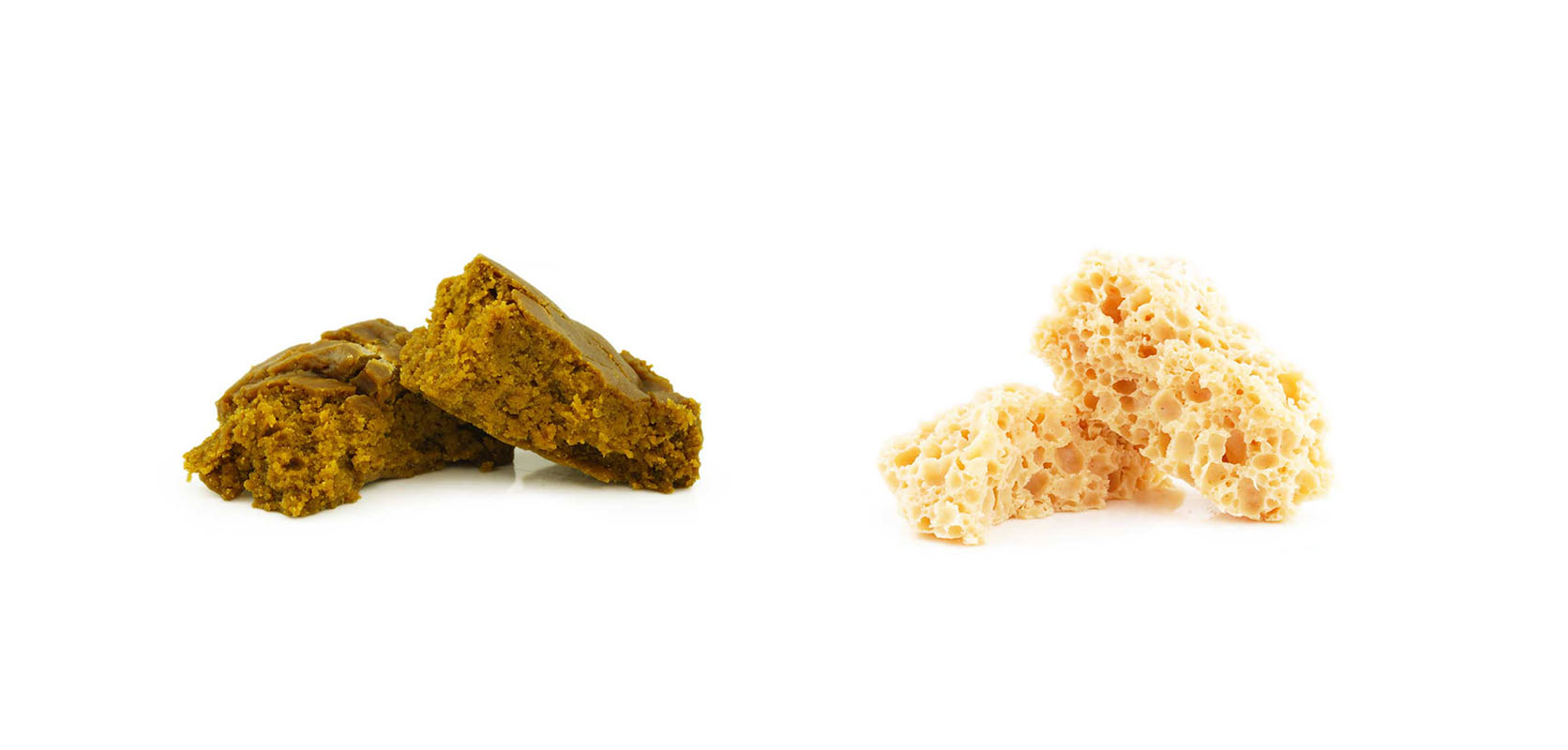 Budder weed next to crumble weed. wax concentrate. marijuana dabs. dab oil. 