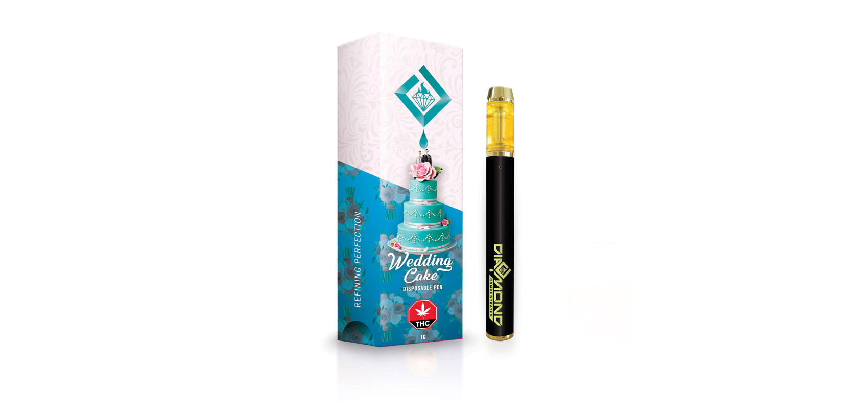 Diamond Concentrates Disposable Weed Vape Pen Wedding Cake strain. Buy online weeds. dispensary. buy weed online Canada.