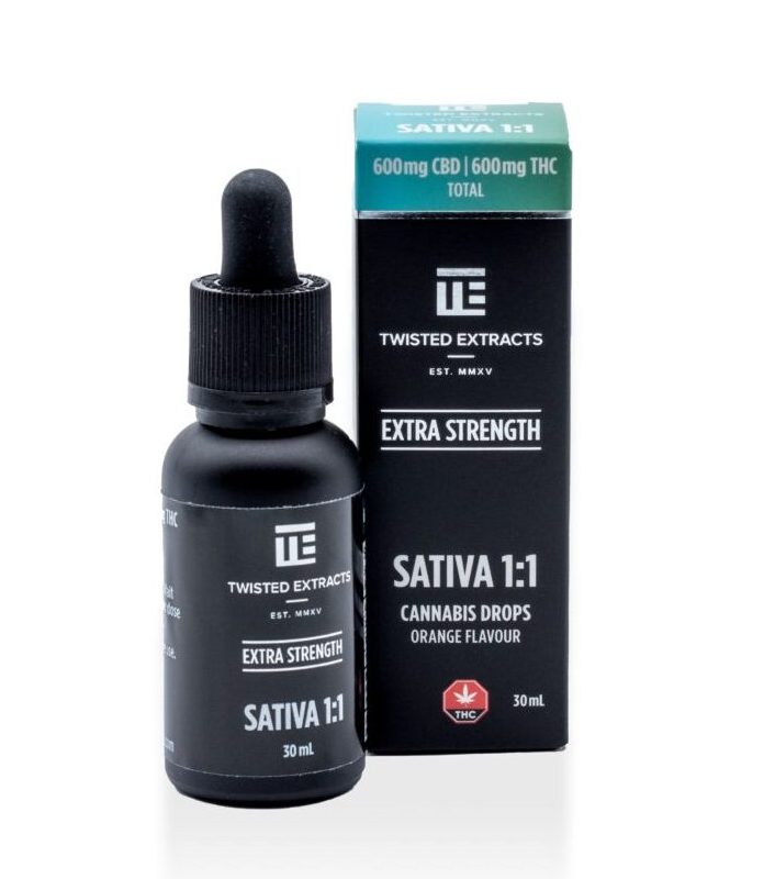 Buy Twisted Extracts 1:1 Sativa Oil Tincture Drops 600mg THC 600mg CBD (Orange Flavour) at Wccannabis Online Shop