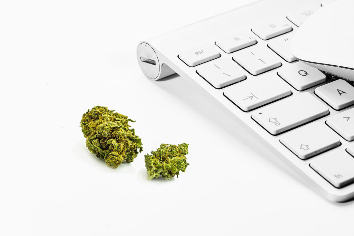 Weed value buds next to a keyboard. Buy My Weed Online. online dispensary Canada. mail order marijuana.