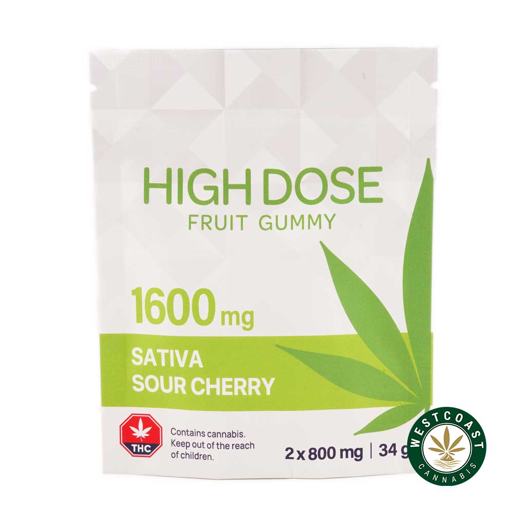 Buy High Dose Fruit Gummy - Extreme Strength Sour Cherry 1600mg THC (Sativa) at Wccannabis Online Shop