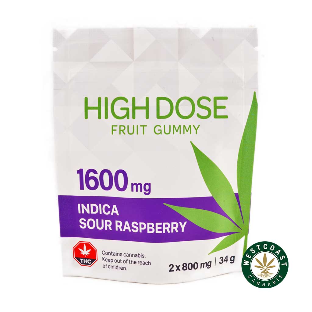 High Dose Fruit Gummy - Extreme Strength Sour Raspberry 1600mg THC (Indica)