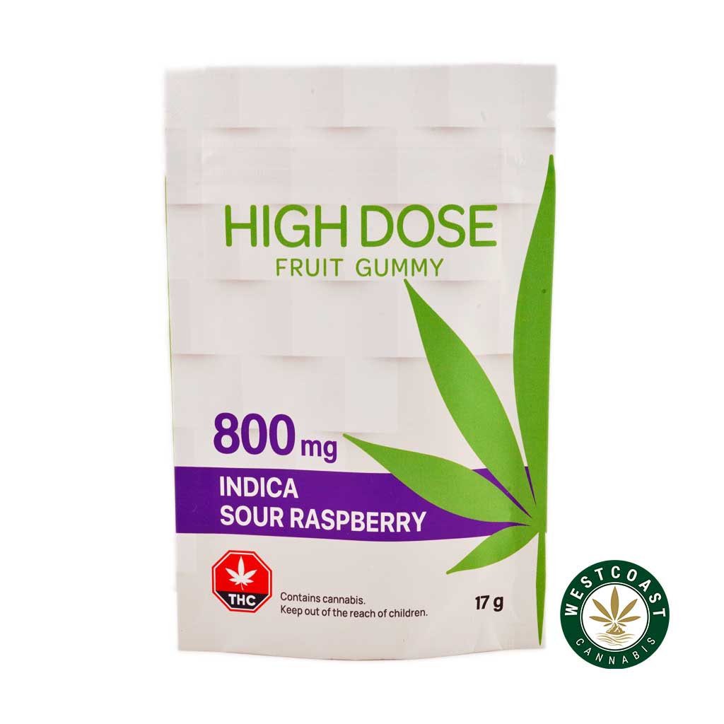 Buy High Dose Fruit Gummy - Super Strength Sour Raspberry 800mg (Indica) at Wccannabis Online Shop