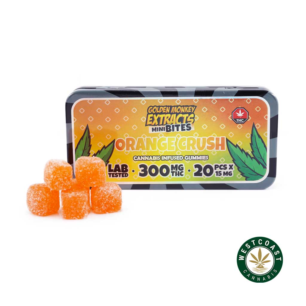 Buy Golden Monkey Extracts - Mini Bites Gummy - Orange Crush - 300mg THC at Wccannabis Online Shop