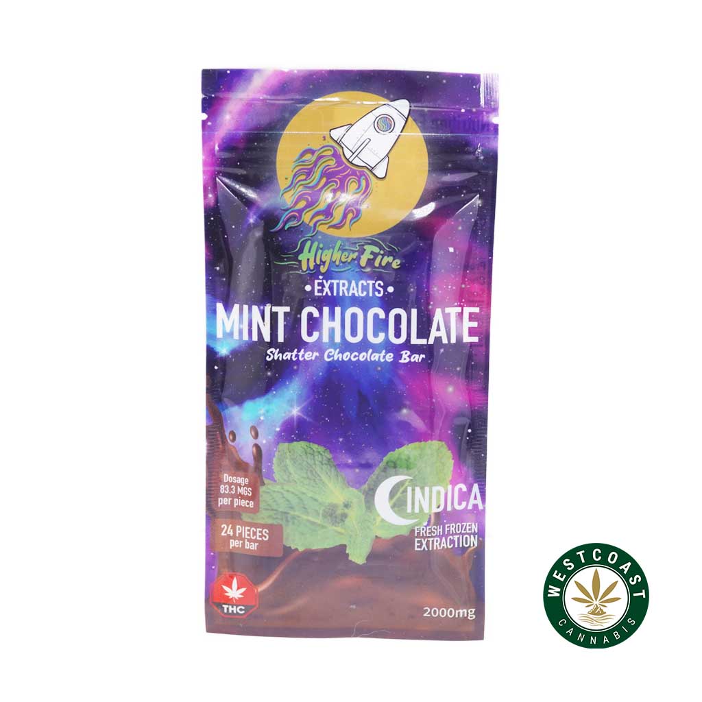 Buy Higher Fire Extracts - Shatter Chocolate Bar - Mint 2000mg THC (Indica) at Wccannabis Online Shop